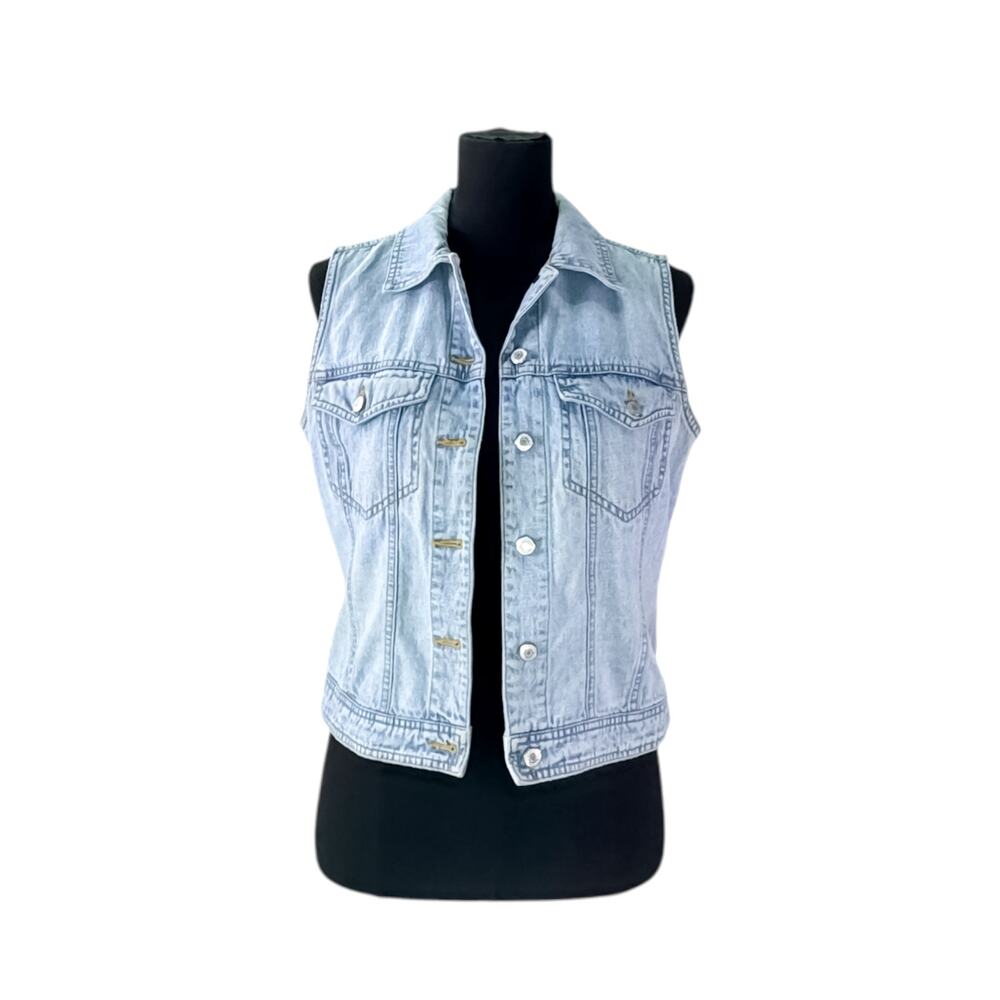 GAP Light Wash Denim Vest 100% Cotton Women's Small